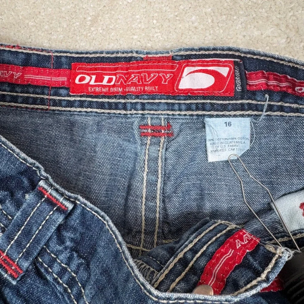 Old Navy Extreme Denim Carpenter Shorts Boys 16 Dark Wash Blue Y2K Skater Baggy